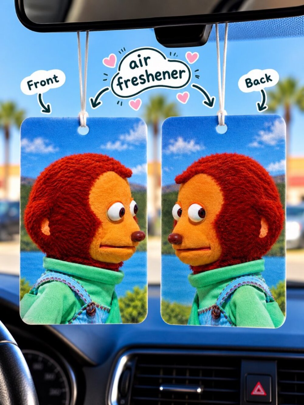 Awkward Monkey Puppet Funny Meme Car Air Freshener – Hanging Car Accessory